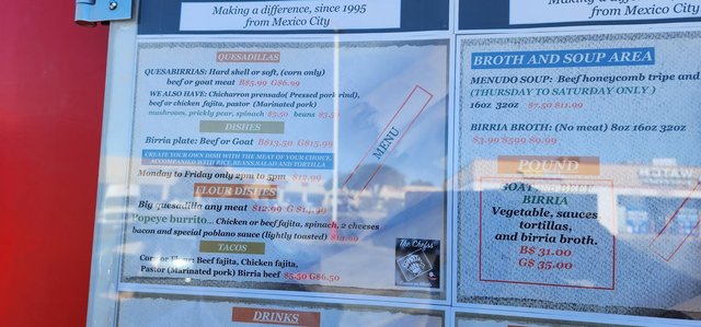 Taco & Birria Menu