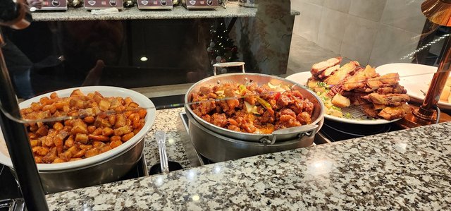 Pork Belly & Shrimp (Left) General Tso Chicken (Middle)