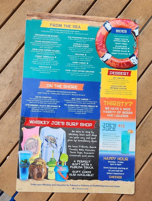 Whiskey Joes Menu - Seafood & Entrees