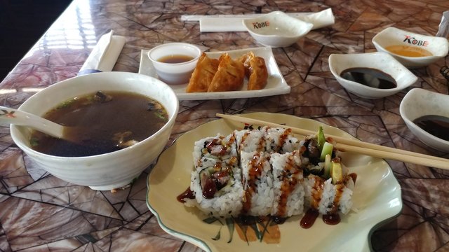 Tokyo Roll, Onion Soup, Gyoza