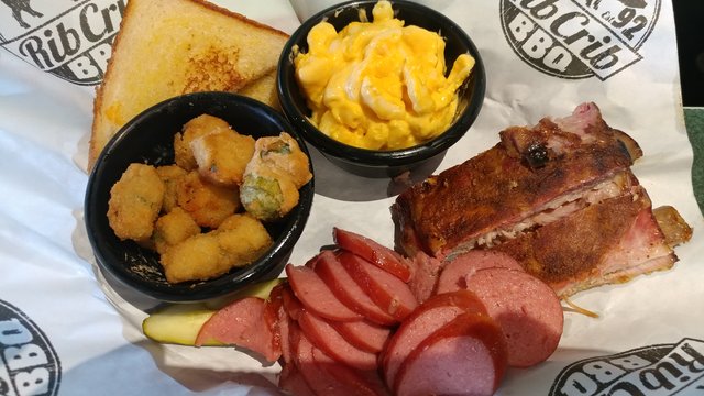 Sausage St Louis Ribs Okra & Mac-n-Cheese