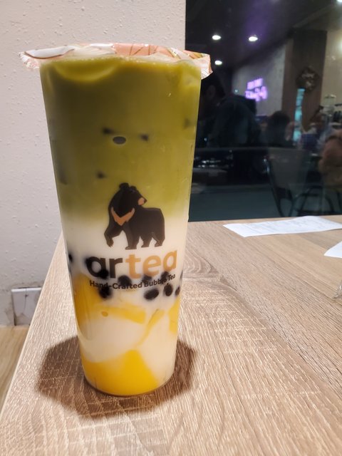 Pudding Bubble Tea With Matcha