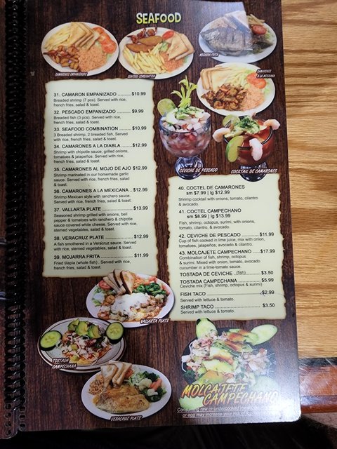 Seafood Menu