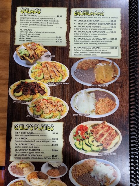 Salads & Enchiladas Menu