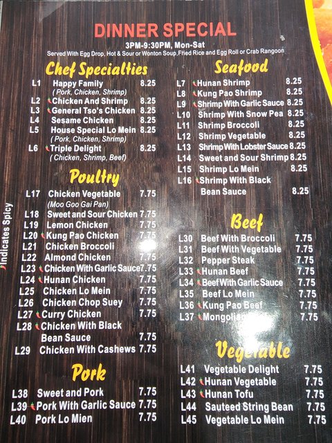 Menu - Dinner