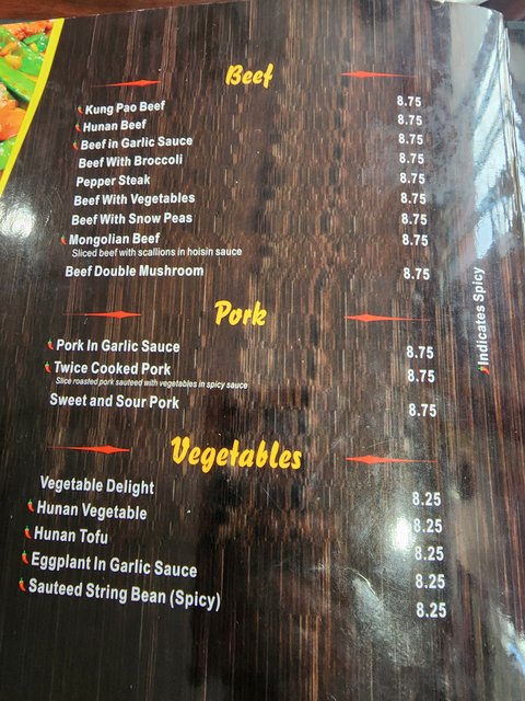 Menu - Beef & Pork