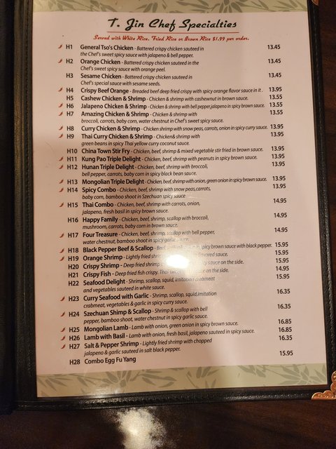 T. Jins - Menu Page 4 (Specialties)