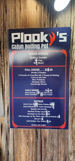 Plookys Boiling Pot - Menu