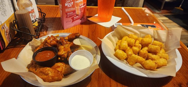 Mango Habanero Wings, Tater Tots